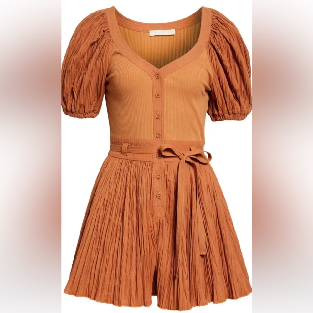 BRAND NEW $390 Ulla Johnson Vinny Puff Sleeve
Romper, Size 8